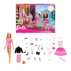 Calendrier de l’Avent Barbie 2025 avec poupée, chiot et 24 surprises mode scintillantes, parfait pour fillettes créatives avant Noël.