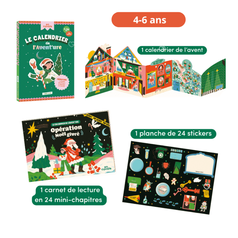 coffret enquete enigmes enfants calendrier de l'avent en cavale 2025 jeux et activités ludique pour enfant de 4 à 6 ans