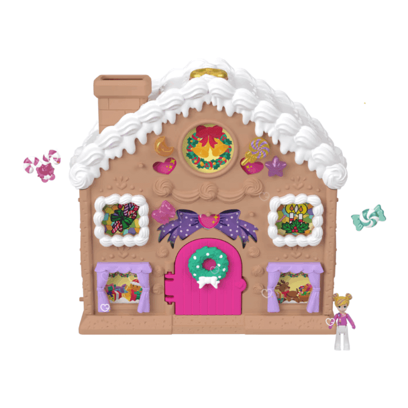 coffret jouet Calendrier de l’Avent Polly Pocket 2025 avec 24 surprises et mini-figurine, décor maison en pain d’épices, idéal pour fille de 4 ans.