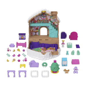 coffret jouet Calendrier de l’Avent Polly Pocket 2025 avec 24 surprises et mini-figurine, décor maison en pain d’épices, idéal pour fille de 4 ans.