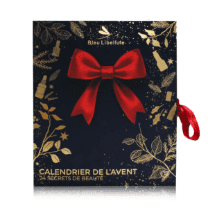 Calendrier de l’Avent Bleu Libellule 2025 avec 24 produits beauté premium : soins capillaires, maquillage, visage, ongles et accessoires, idéal cadeau femme et adolescente.
