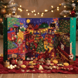 Calendrier de l’Avent Le Comptoir de Mathilde 2025 avec 24 gourmandises artisanales, chocolats fins et douceurs pour amateurs de chocolat.