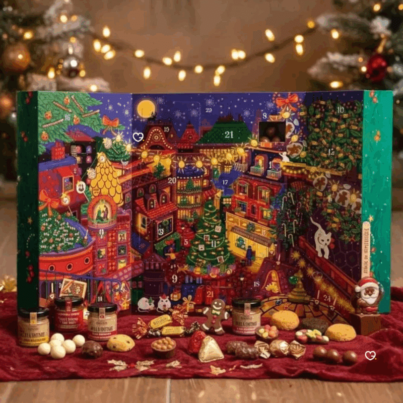 Calendrier de l’Avent Le Comptoir de Mathilde 2025 avec 24 gourmandises artisanales, chocolats fins et douceurs pour amateurs de chocolat.