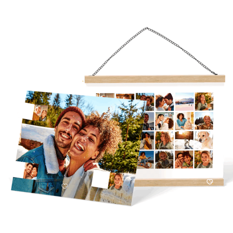 Rappelez-vous de bons souvenirs pendant 24 jours avec ce calendrier de l'avent photo Pixum. 24 photos personnalisées sont cachées derrière les fenêtres de votre calendrier.