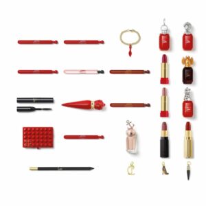 coffret luxe beauté rouge thème de locomotive festive calendrier de l'avent louboutin 2023 maquillage, parfums, accessoires luxueux