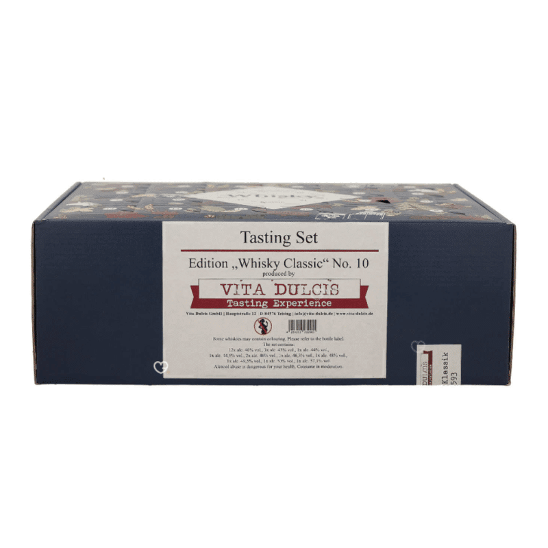 Calendrier de l’Avent Whisky Vita Dulcis 2025 contenant 24 whiskys écossais en mignonette de 20ml, livret et carte de dégustation, idéal pour amateur de spiritueux.