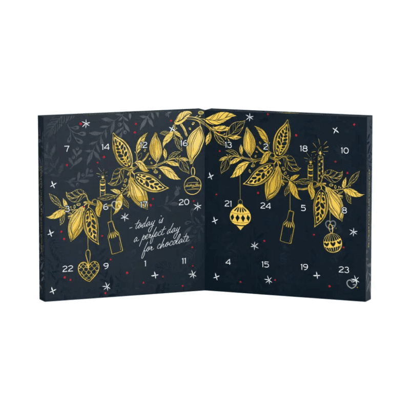 Calendrier de l’Avent Anthon Berg 2025 avec 24 chocolats remplis de liqueurs fines, coffret élégant pour adultes gourmets amateurs de spiritueux.