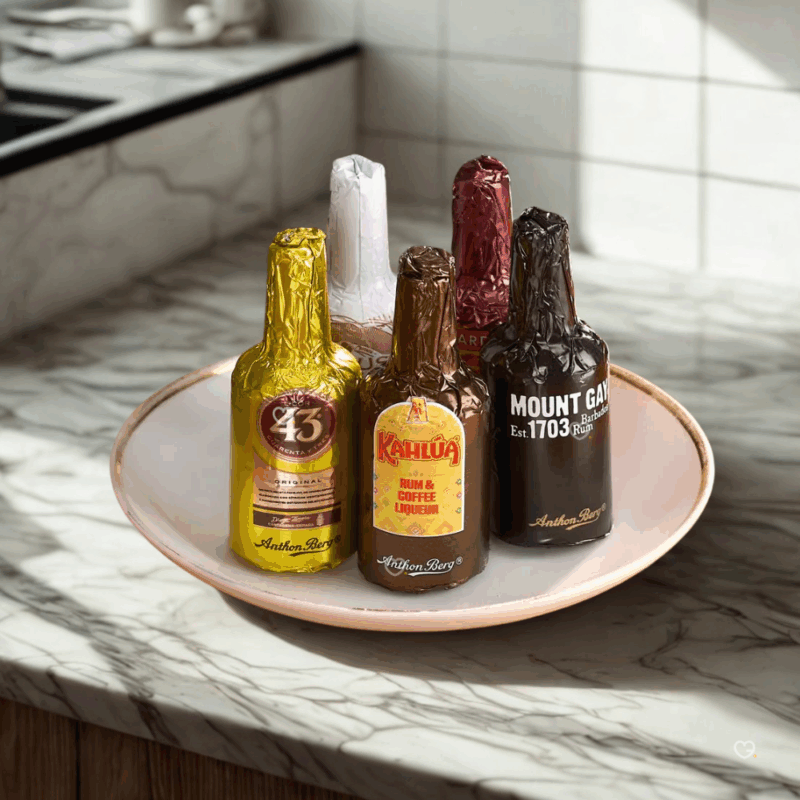 Calendrier de l’Avent Anthon Berg 2025 avec 24 chocolats remplis de liqueurs fines, coffret élégant pour adultes gourmets amateurs de spiritueux.