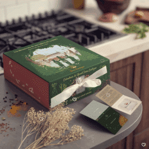 Calendrier de l’Avent Terre exotique 2025 contenant 24 épices et mélanges du monde, coffret illustré festif pour gastronomes et gourmand curieux.