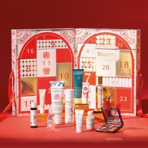 Calendrier de l'avent Blissim 2023 version exclusive box 300 euros coffret rouge et blanc avec produits beaute multimarque