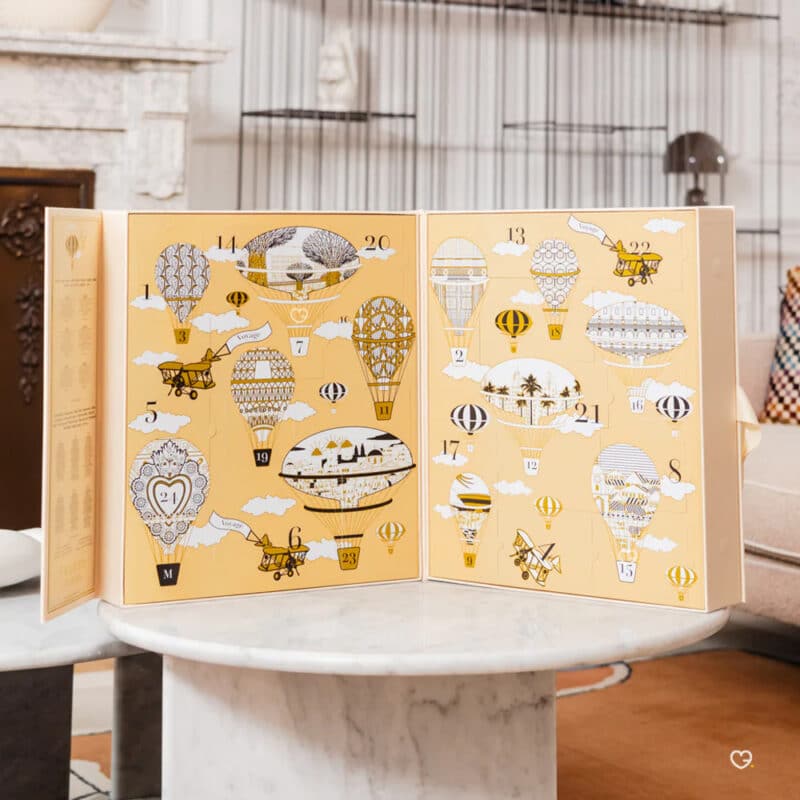 Coffret bougie luxe calendrier de l'avent Baobab 2024 avec 24 mini bougies parfumées, crème mains et savons