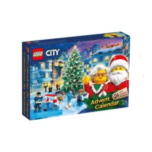 Calendrier de l'Avent LEGO City 2023 60381, présentant une variété de mini-figurines LEGO, des véhicules et des accessoires festifs