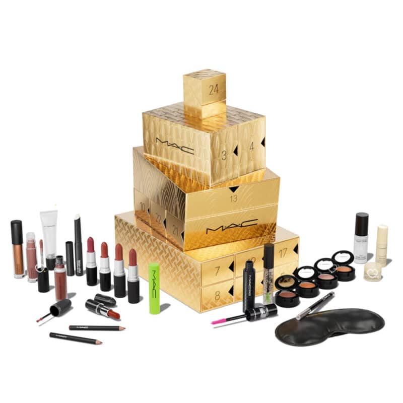 contenu complet des 24 produits de maquillage contenu dans le calendrier de l'Avent beauté MAC Cosmetics 2024