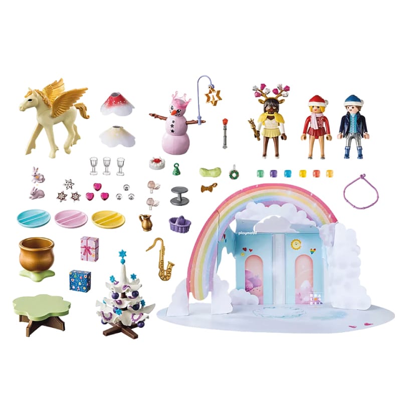 coffret jouet enfant coloré rose calendrier de l'avent playmobil arc en ciel 2023 princesse bal