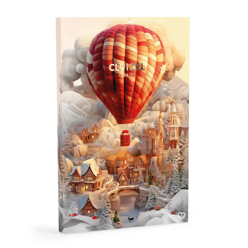 Coffret illustré voyage Calendrier de l'avent Cluizel 2024 contenant 24 délicieux chocolats