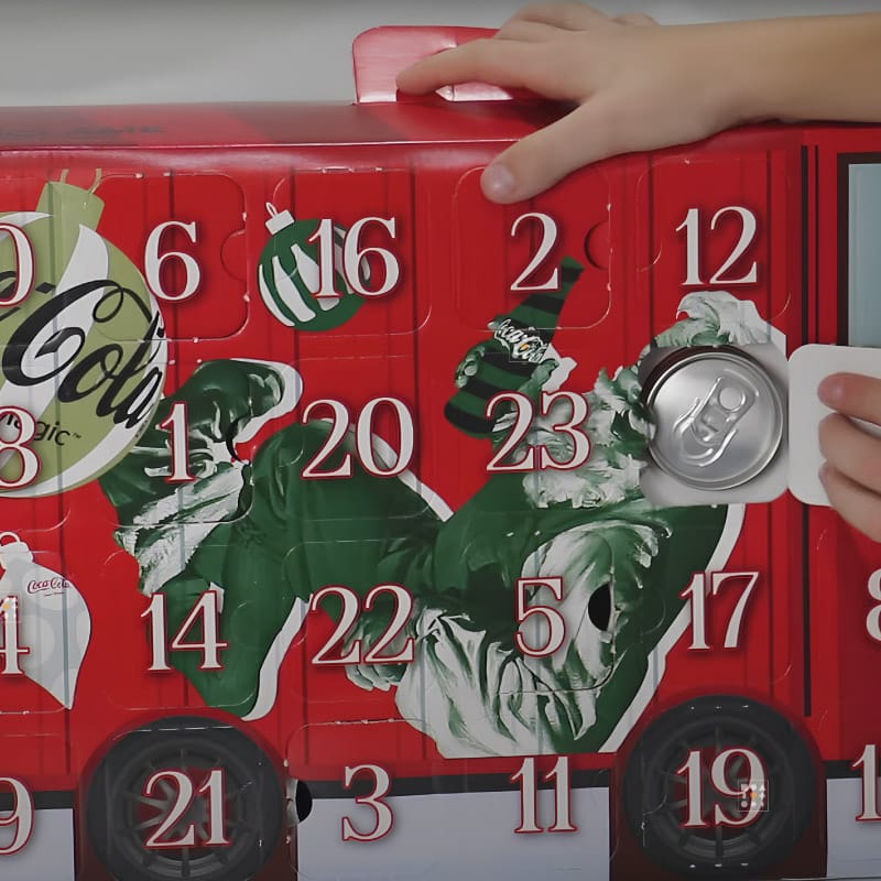 coffret design camion calendrier de l'avent coca cola 2023 canettes