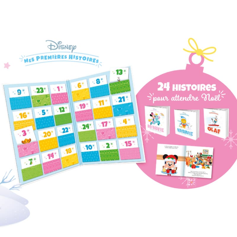 Calendrier de l'Avent dinsye Baby 2023 avec 24 histoires et aventures des personnages Disney : Minnie; mickey ..