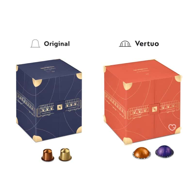 coffret rouge et bleu edition Jean Imbert Calendrier de l'Avent Nespresso 2024 capsules café original et vertuo