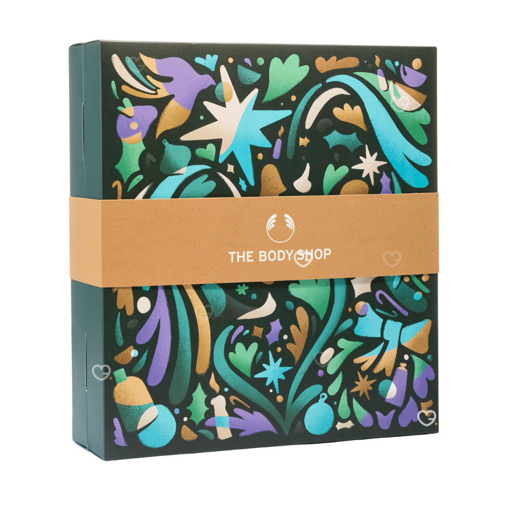 Calendrier de l’Avent The Body Shop Classique 2025 contenant 24 soins beauté naturels corps, visage, lèvres et cheveux, idéal pour beauté femme cocooning.
