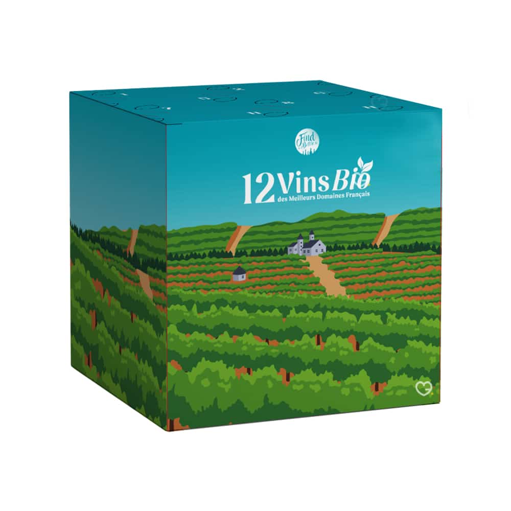 calendrier de l'avent vin bio 2024 find a bottle avec 12 vins francais, rouge et blanc