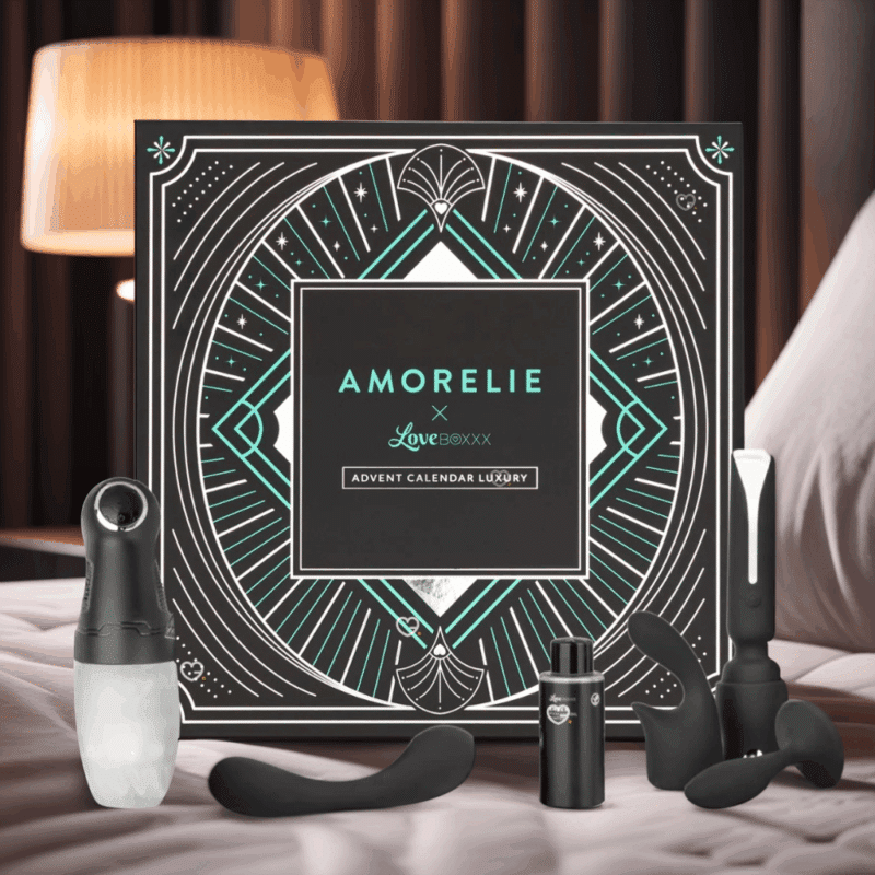 Calendrier de l’Avent Amorelie 2025, coffret érotique premium avec 24 pochons en velours renfermant sextoys et soins bien‑être pour couple, adulte, homme et femme