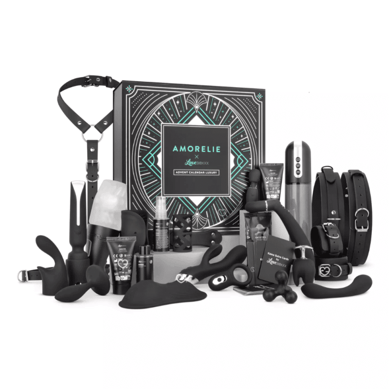 Calendrier de l’Avent Amorelie 2025, coffret érotique premium avec 24 pochons en velours renfermant sextoys et soins bien‑être pour couple, adulte, homme et femme