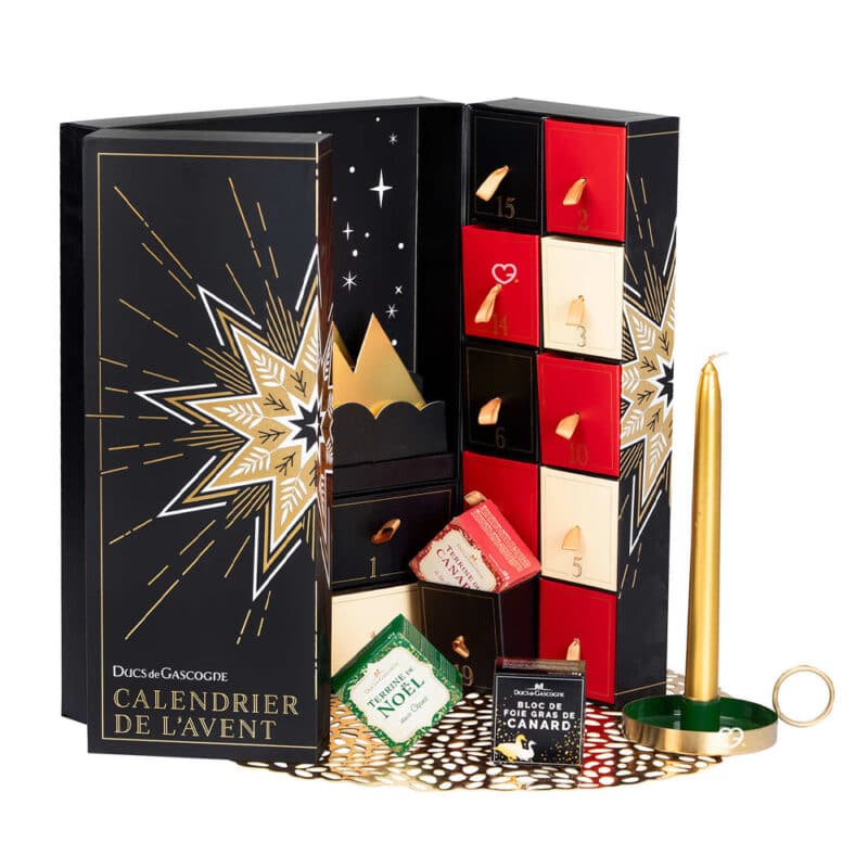 coffret gourmand Calendrier de l'Avent Ducs de Gascogne 2024 terrines; foie gras; chocolat; confiture