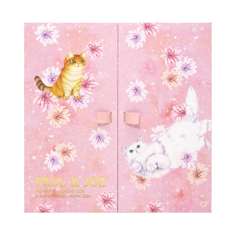 coffret beauté calendrier de l'avent paul and joe 2024 contenant 24 produits maquillage soins visage et accessoires avec des chats