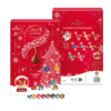 Calendrier de l'avent chocolat Lindt Lindor contenant un assortiment de 24 chocolats : Assortiment de Chocolats au Lait,Noir 45%, Noir 60%, Noir 70%, Blanc, Coco, Noisettes