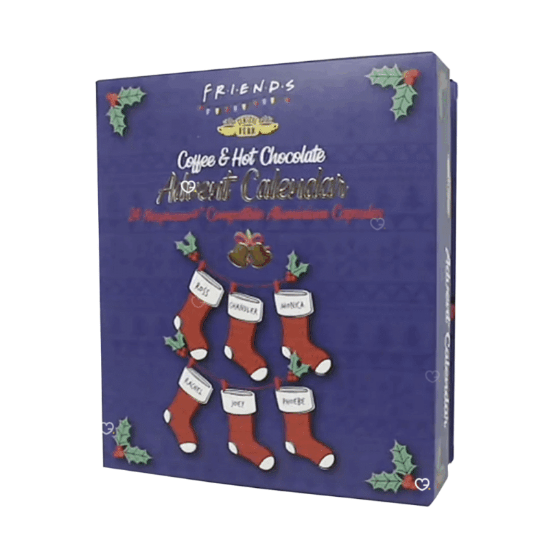 Calendrier de l’Avent Capsule Nespresso Friends 2025 avec 24 capsules café et chocolat chaud, 8 saveurs gourmandes pour fans de Friends.