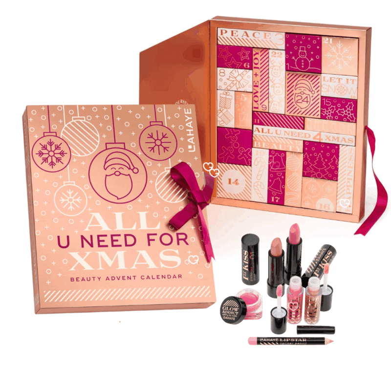 coffret beauté calendrier de l'avent lahaye 2025 contenant 24 produits et accessoires maquillage pour femme et adolescente