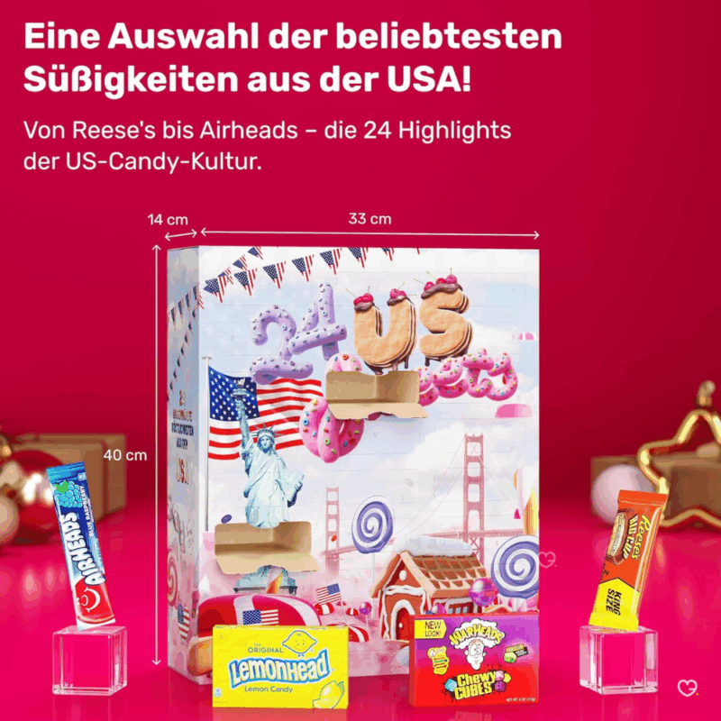 Calendrier de l'Avent bonbon Us Sweet 2025 contenant 25 bonbons gourmandises venues d'amérique