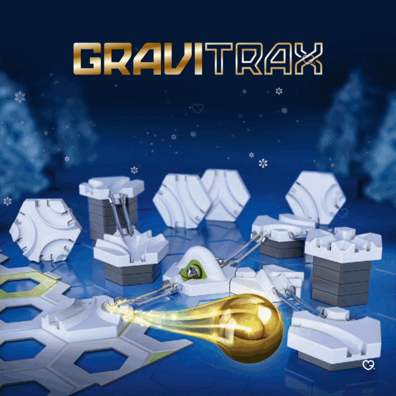 Calendrier de l’Avent Gravitrax 2025 Ravensburger avec 64 pièces dont une bille dorée et virages spéciaux, idéal pour enfants créatifs 8-12 ans.