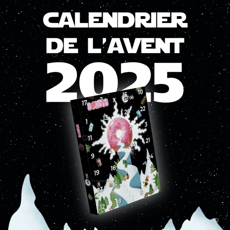 Calendrier de l’Avent CBD 2025 contenant 25 fleurs et résines et 4 surprises CB'Dé, pour adulte amateur de détente et bien-être.