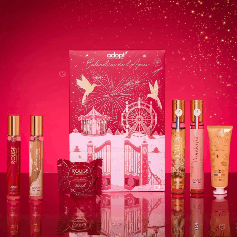 calendrier de l'apres adopt 2025 contenant 6 parfums et soins beauté corps pour femme