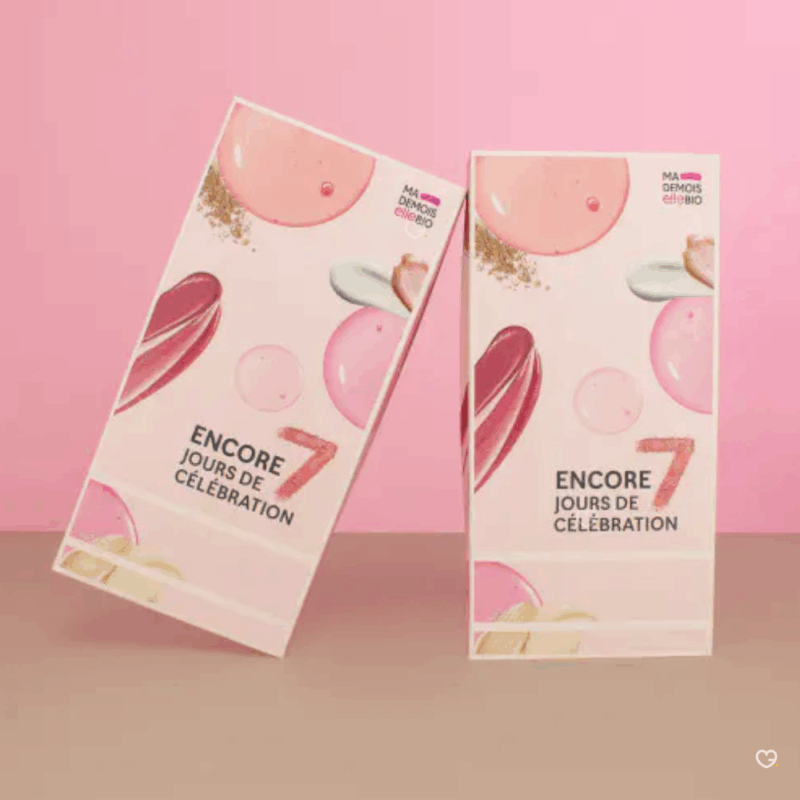 calendrier de l'après mademoiselle bio 2025 contenant 7 produits soins visage, maquillage et cheveux