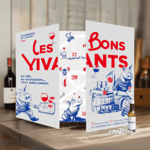 calendrier de l'avent saucisson vin Les Bons vivants 2025 avec mini saucissons et vinottes