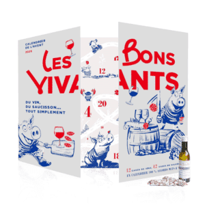 calendrier de l'avent saucisson vin Les Bons vivants 2025 avec mini saucissons et vinottes