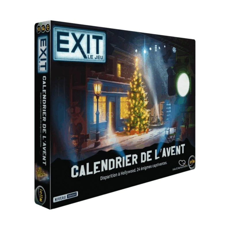 Calendrier de l’Avent Exit 2025 avec 24 énigmes hollywoodiennes à résoudre, idéal pour familles et passionnés de jeux de société, idée cadeau enfant 10 ans