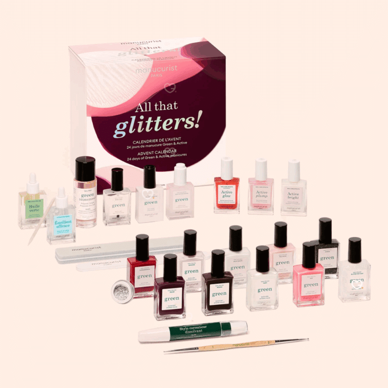 Calendrier de l’Avent Manucurist 2025 avec 24 produits full-size dont vernis clean, soins ongles et accessoires, idéa cadeau beauté pour femme.