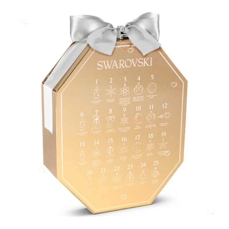 Façade du calendrier de l'Avent cristal Swarovski 2026 avec les 25 portes numérotées en or champagne