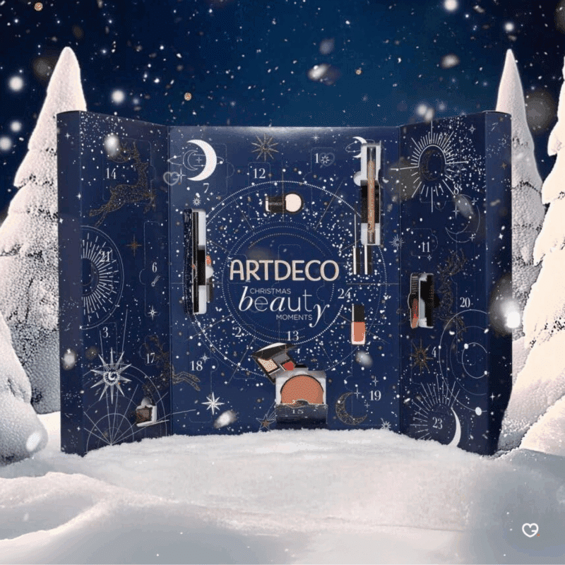 Calendrier de l’Avent Artdeco 2025 en édition limitée avec 24 surprises maquillage, coffret festif idéal pour femme passionnée de beauté et makeup.