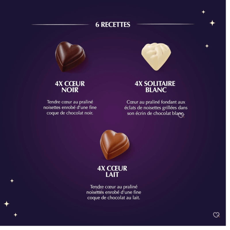 Calendrier de l'avent Lindt Champs Elysees contenant 24 chocolats : chocolat lait, chocolat blanc et chocolat noir pour gourmand