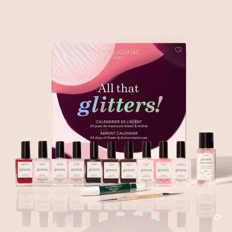Calendrier de l’Avent Manucurist 2025 avec 24 produits full-size dont vernis clean, soins ongles et accessoires, idéa cadeau beauté pour femme.
