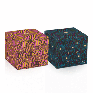 coffret rose et or et bleu-vert edition Thandiwe Muriu Calendrier de l'Avent Nespresso 2025 contenant 24 capsules café original et vertuo idéal amateur cafés