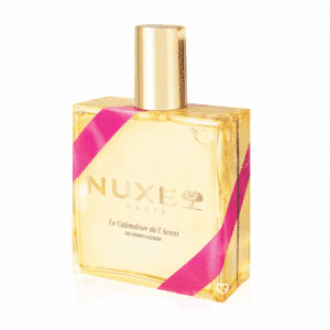 Calendrier de l’Avent Nuxe 2025 édition limitée au design de flacon contenant 24 soins visage, corps, cheveux, accessoires et huiles, idéal pour femmes urbaines élégantes.