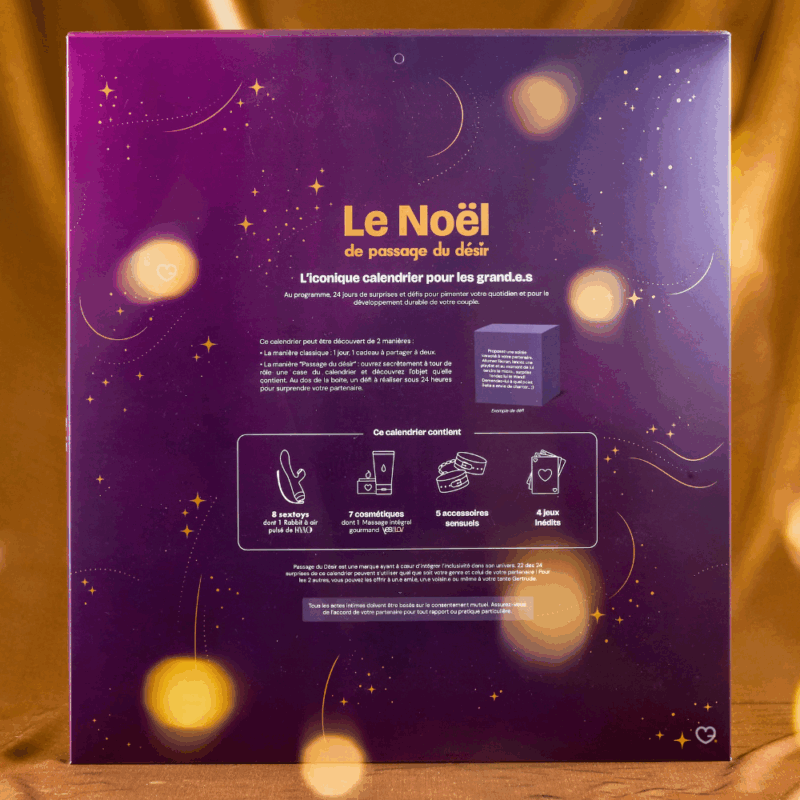 contenu coffret coquin calendrier de l'avent passage du desir 2025 contenant 24 produits et accessoire erotique pour adulte, couple homme et femme