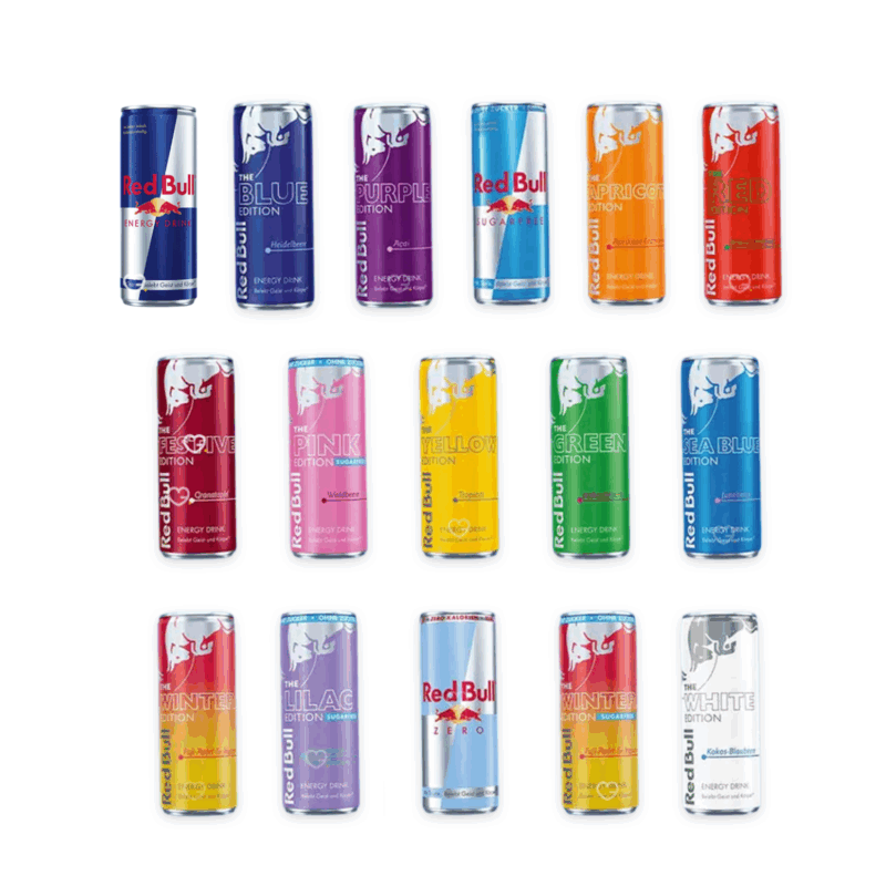 calendrier de l'avent Red Bull 2025 contenant 24 boissons energisantes avec 16 saveurs différentes