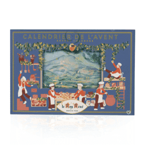 Coffret gourmand gourmand Calendrier de l’Avent Le Roy René 2025 avec 24 douceurs provençales : calissons, nougats, amandes et biscuits artisanaux pour gourmets.