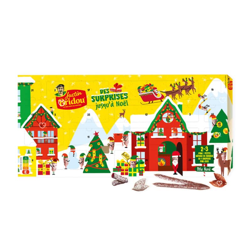 coffret gourmand saucisson calendrier de l'avent justin bridou 2024 avec saucissons et goodies